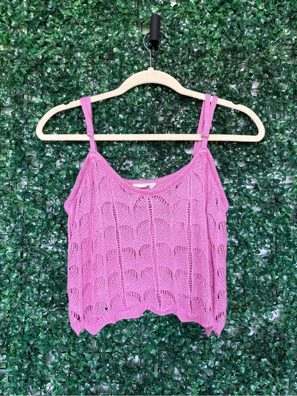 Sage the label Pink Knit Crop Tank Top with adjustable straps